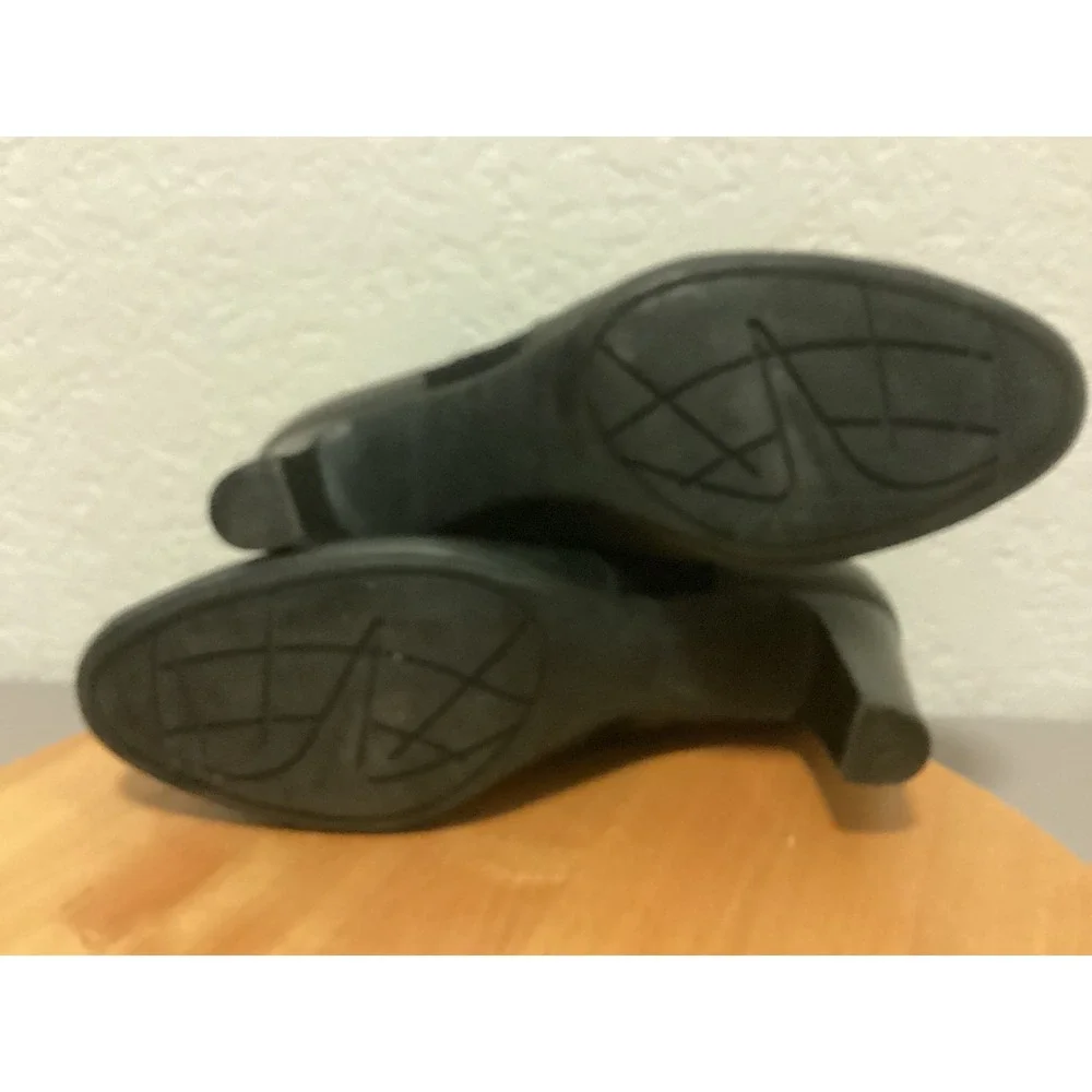 Abeo Jackie Ankle Booties Womens 10 N Black Leather Suede‎ Side Zip Block Heel